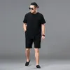 Erkek Giyim Büyük Boy Eşofman 8XL 9XL Keten Kısa T-shirt Yaz Suit Artı Boyutu Giyim Parça Takım 5XL Pamuk Kocası Set 210518