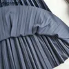 Jesień Zima Kobiety Spódnica Solidna Linia Aksamitna Długie Spódnice Chic Koreański Wysoka Talia Mody Biuro Lady Faldas Plised 210601
