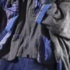 Johnature Хлопковое белье ретро лоскутное карманное карманное нерегулярное пальто осени свободно комфортабельный все матч женские длинные рукава пальто 210521