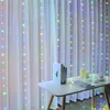 3 * 3M 300 diody LED Curtain String Światła IP65 Wodoodporne Boże Narodzenie RGB Zmiana koloru Światła 11 Tryby ze zdalnym tłem Kryty odkryte sypialnia dekoracja ślubna