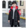 Jungen Kinder Winter mit Kapuze hinunter Manteljacke für große mittellanger Baumwolle Teenager Oberbekleidung Kinderkleidung 211203