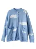 Japonais Kawaii Harajuku Cardigan Femmes Nuage Imprimer Coréen Lâche Bleu Chandail Manteau All Match Tricoté Cardigans Jumper 210519