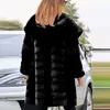 暖かい秋冬のファックスの毛皮のフード付きロングコート女性の長袖ベルベットとサイズの外出した女性特大のエレガントなオーバーコート