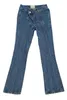 Lato Kobiety Ubrania Talia Pełna Długość Light Blue Denim Spodnie Paski Flare Dotnie Slim Cienki Dżinsy Moda WP92305L 210421