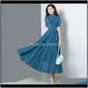 Casual Dresses Womens Clothing Apparel Drop Delivery 2021 Korean Summer Elegant Fashion Cheongsam Impd Solid Color Simple Temperament Long Sw