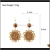 Dingle ljuskronor smycken droppleverans 2021 St Weave Rattan Knit Vine Flowers for Women Hollow Flora African Woman Wood Pendant Earrings