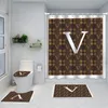 Full Letter Printed Toilet Cover Mats Designer Waterproof Shower Curtains Home Fashion Non Slip Mats