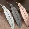 Mode DIY Metal Feather Bookmarks Dokumentbok Mark Label Golden Silver Rose Gold Bookmark Office