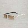 Topp lyxdesigner solglasögon 20% rabatt på vintage buffelhorn kantlösa män naturliga trä fyrkantiga metall ram kvinnor trä nyanser oculos glasögon 012n