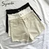 Syiwidii Jean Shorts per le donne Estate Plus Size Abbigliamento in denim Bottino Pantaloncini a vita alta Moda Nappa Bianco Nero 210611