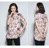 Mode femmes blouses été grande taille imprimé en mousseline de soie chemise col en v bureau chemises femmes hauts 2906 50 210508