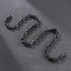 8mm 24in + 8inch Noir En Acier Inoxydable Lien Fort Chaîne Collier Bracelet Pour Hommes Ensemble De Bijoux Cadeaux De Mode Mari / Père / Petits Amis