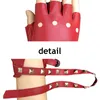 Fingerless Gloves Gothic Punk Cool Lady Women Sexy Disco Dance Rock-and-roll Short PU Leather Black Red White