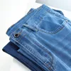 Heren jeans 2022 zomer klassieke stijl dunne rechte been zakelijke casual stretch denim broek lichtblauwe broek mannelijk merk