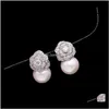 Encantador de diamante Camillia Paradas de perlas de flores para mujeres S￺per brillantes Ins Fashion Designer de lujo 925 Post C6st J74SA