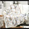 Motivo geometrico in marmo 3D Letto stampato Escursionismo Picnic Coperta di lana Trapunta spessa Moda Copriletto Sherpa Coperte Stile Nddge Uctwu