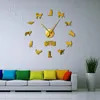 Relógios de parede Siberian Husky Russo Cão Raça DIY Grande Relógio Silencioso Sibirskiy Haski Auto Adesivo Adesivo Gigante Arte Home Decor Decor