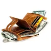 Portefeuilles homme court portefeuille avec chaîne antivol rétro en cuir véritable cuir de vachette Crazy Horse carte d'argent porte-monnaie porte-monnaie pour homme