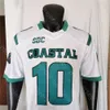 WSK NCAA College Coastal Carolina Chanticleers 축구 저지 Grayson McCall White Size S-3XL All Stitched 자수