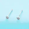 925 Sterling Silver Nose Stud For Woman Round Trend Zircon Nose Ring Body Piercing Jewelry Not Allergic Party Gift 210507152i