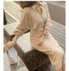 Mulheres faixas camisa vestido longo manga sólida casual elegante moda vestido 210515