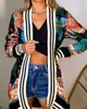 Kurtki damskie damskie damskie paski w paski lampartowy szwy szjący swobodny kurtka damska jesienna moda mody średniej długości 2022
