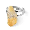Dames Ring Natuursteen Onregelmatige Crystal Zilveren Kleur Draad Verpakt Verstelbare Open Ringen Reiki Mode-sieraden Partij