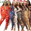 Women Jumpsuits Designer Slim Sexy Onesies Tight Elastic Knitted V Neck Letters Christmas Pattern Printed Ladies Rompers 7 Colours