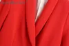 Kantoor dame casual blazers zomer herfst mode dubbele breasted lange mouw vrouwen pak jas slanke jas rood 210604