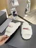 home slipper men word with letter embroidery hairy slippers female French fashion all-match flat-bottom non-slip 2021 summer early autumn