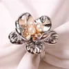 6pcs / lot servet ring parel bloem servet knop galvanoplating rose bloem diner ring 210706