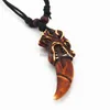 Whole 12pcs Mixed Cool Imitation Bone Carved Dragon Totem Shark/Wolf Tooth Pendant Necklace Amulet MN465
