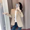 Peoy mulheres blazer escritório jaqueta senhoras moda único breasted manga comprida solta casaco formal casual para outono primavera 2021 x0721