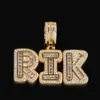 Hip Hop nom personnalisé Baguette lettre pendentif collier avec corde chaîne or argent Bling zircone hommes colliers bijoux 235R