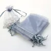 7x9cm Gray Jewelry Gift Bags Cheap Organza Pouches Nobles Wedding Candy Bag Customed Logo Printed 100pcs/lot Wholesale