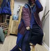 Johnature Women Vintage Parkas Bomull Linen Button Coats Patchwork Färg Vinter Kvinna Tjock Kinesisk Stil Långrock 210521