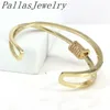 3pcs High Quality Gold Design Zircon Cz Jewelry Opening Finger Cuff Bangle Bracelet Q0720