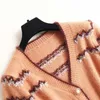 Mode automne hiver femmes costume à manches longues tricoté cardigan pull et jupe jacquard 2 pièces correspondant ensemble dame tenues 210601
