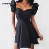 Hoge kwaliteit elegante zwarte dres vintage dames prom formele jurk retro jurken winter 210712