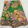 6 Yards/Lot Elegant Multi Color Cotton Fabric Printed Wax Pattern And African Water Soluble Lace For Dressing LG26