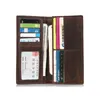 Genuine Leather Purse Crazy Horse Leather Wallet Men Long Bifold Thin Male Coin Bag Wallet Men's