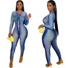 Sexy Women Jumpsuits Fashion Long Sleeve Spring Clothes for Women Club Wear Letter Print Wholesale Items K8698