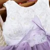 Toddler Baby Kid Girls Princess Dress Party Lace Bow Flower Söt Klänningar Barnfest Vestidos Dans Kläder Q0716