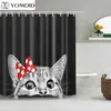 cortina de ducha de tela de gato
