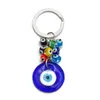 Turc Blue Evil Eye Key Key Bague Charmnes Pendentifs Crafting Glass Keychain avec porte-clés Accessoires de bijoux de bijoux d'ornement amulette pour bonne chance