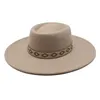 Retro İngiliz Tarzı 9.5 cm Geniş Brim Mowler Yün Caz Fedoras Şapka Kış Bayanlar Zarif Düğün Şapka Erkekler Trilby Cap