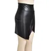 Señoras Primavera Verano Color negro Ropa informal corta Mujer Sólido PU Faux Leather Mini falda Mujer Sexy Bodycon Faldas D30 210408