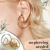 Fashion Women Non Piercing Needed Geometric Ear Clip Hoop Earring Jewelry Gift & Huggie