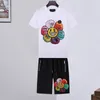 Skull designer T Shirts pants 2 Piece Sets Mens Summer Tracksuits Casual Punk Solid crystal T-shirt print letter tops Tee Skateboard clothing short sleeve 100% Cotton