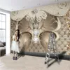 Luxury 3d Flower Wallpaper European Diamond Butterfly Gold Peony Living Room Bedroom TV Background Wall HD Decorative Mural Wallpapers